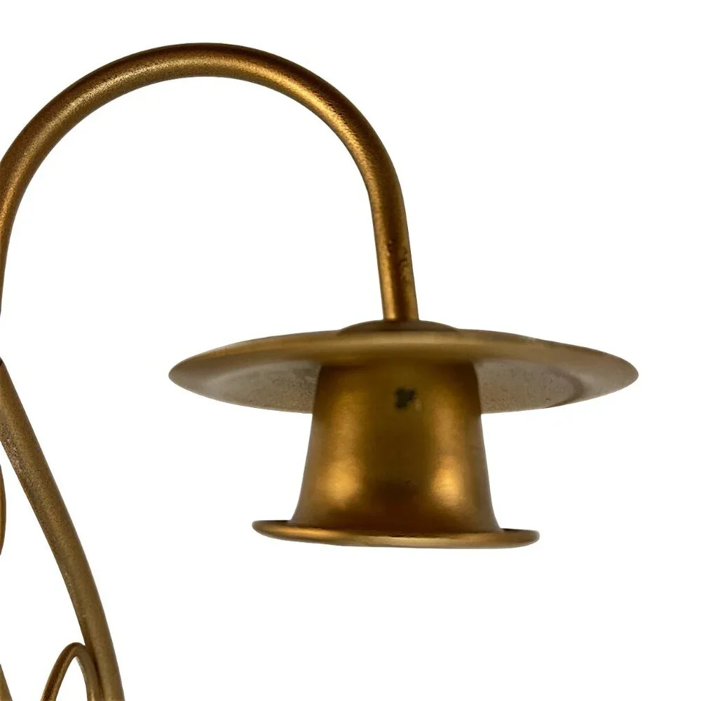 Two Vintage Heart Wall Candle Holders Pair Brass-Tone, Gold Tone Metal Sconces